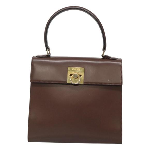 CELINE Hand Bag Leather Brown Gold Auth mr1262 - Picture 13 of 16